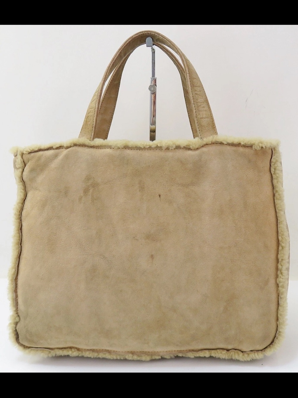 CHANEL Beige Shearling Trim Tote
